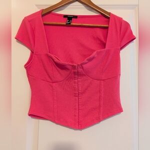 Forever 21 Hot Pink Ribbed Crop Top